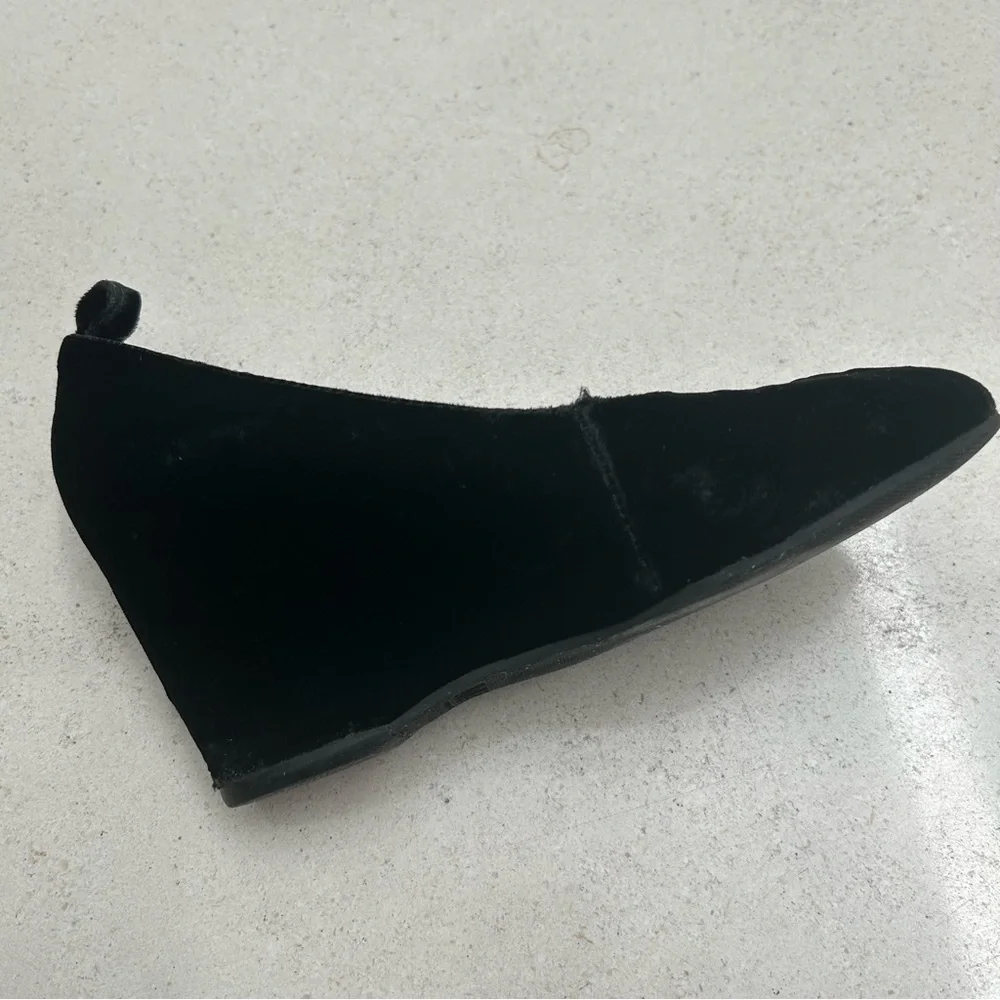 MM6 Martin Margiela Black Ostrich Embossed Velvet Wedge Shoes - Picture 9 of 12